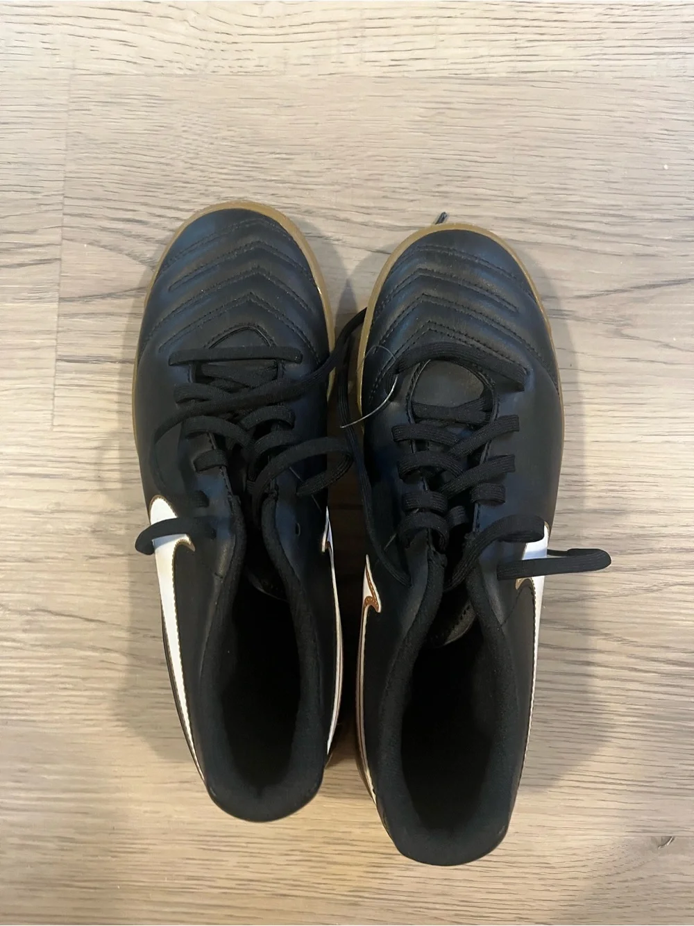 Nike Tiempox Black Indoor Soccer Shoes with White Swoosh, NWT